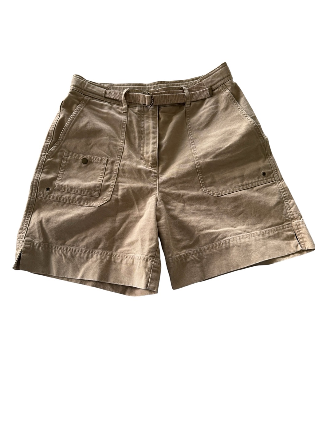 Lauren Ralph Lauren High-Rise Cotton Canvas Belted Utility Khaki Shorts Size 6p
